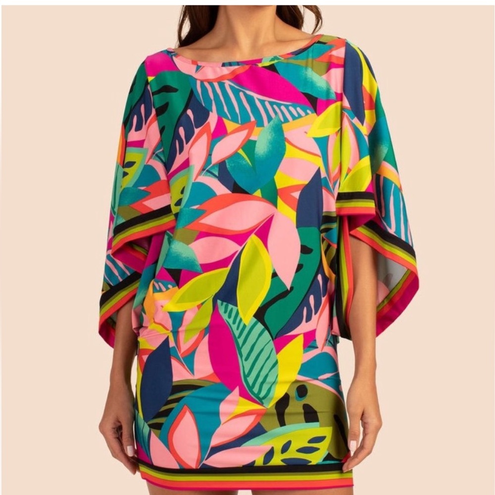 Trina Turk Rainforest Tropical Vibrant Tunic Cover-Up Dress Tunic Small - Picture 4 of 15